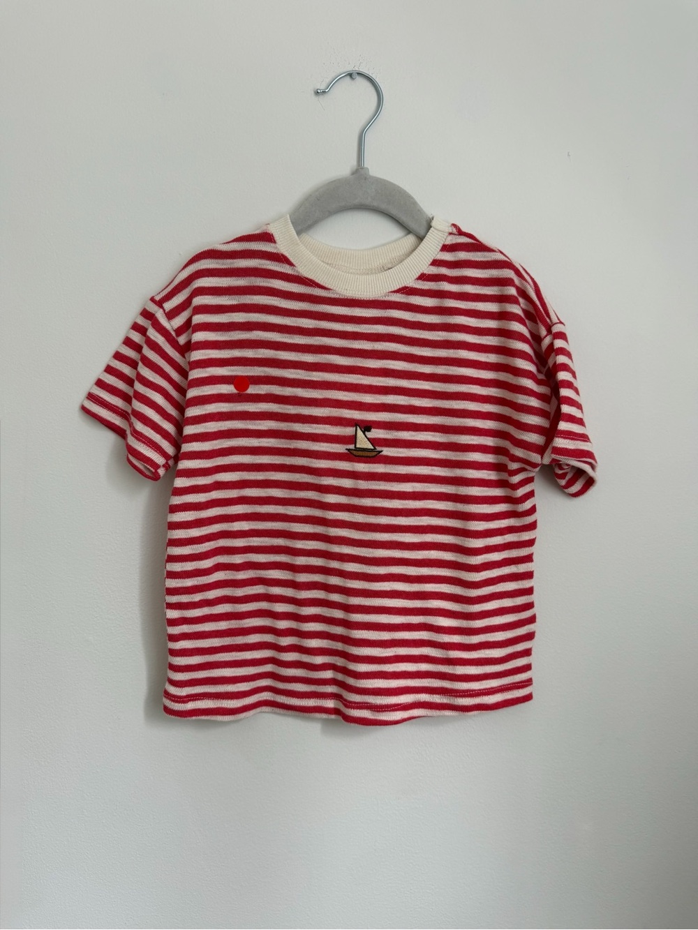 Zara Striped Red & White Knit T-Shirt (Size 3)